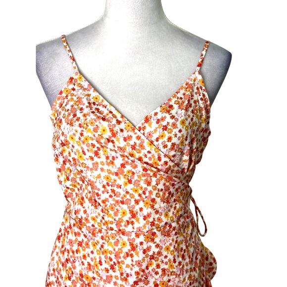 Vero Moda Mini Dress Adjustable Straps Ruffle Hem Floral Print Multicolor L NWT - Picture 3 of 10